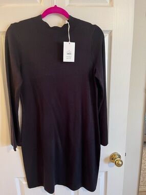 Free Assembly Black Long Sleeve Sweater Knit Dress